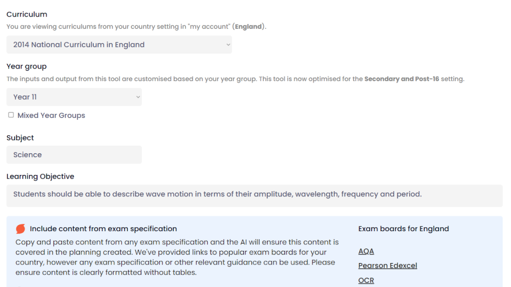 teachmate input screenshot
